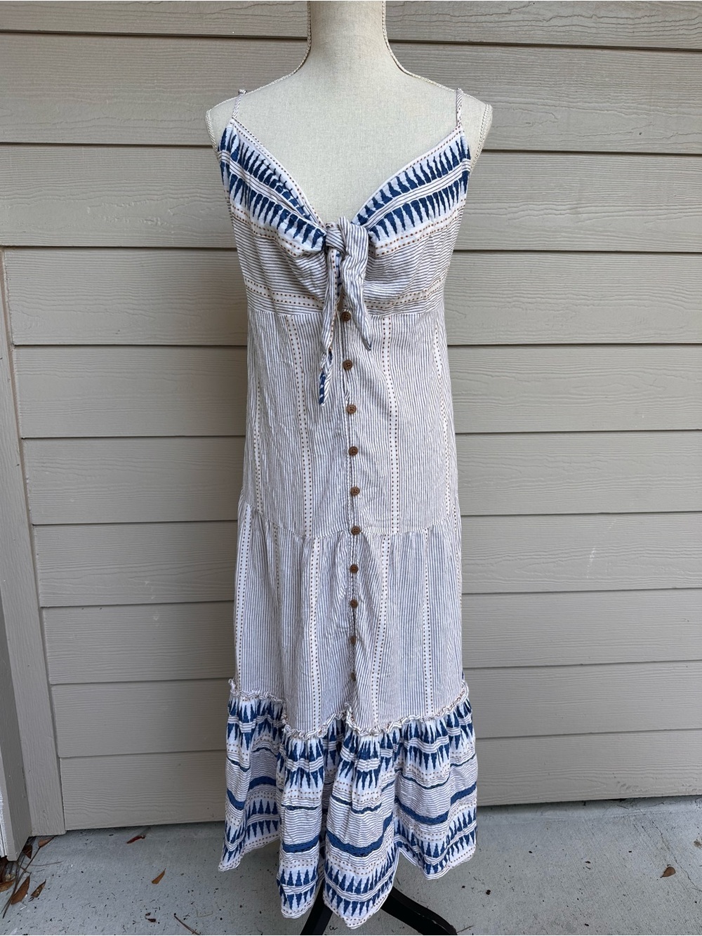 Veronica Beard Women's Abilene Striped Midi Dress Size M Blue & White (C5)